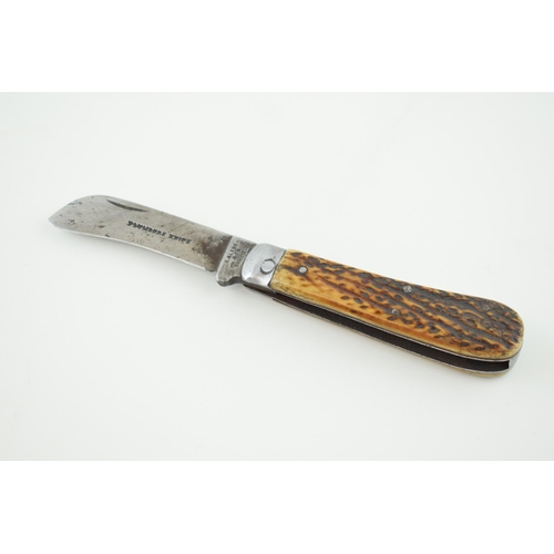 30 - An early c20th E. Blyde & Co Sheffield bone handle pruner folding pocket pruning knife, blade is ins... 