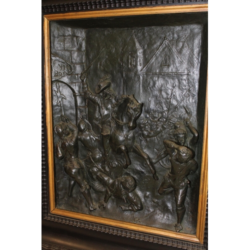 32 - A substantial c19th French cast bronze figural plaque sculpture or relief in the c17th style depicti... 