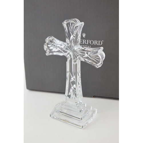 35 - Boxed Waterford Crystal Standing Cross, 20cm tall.