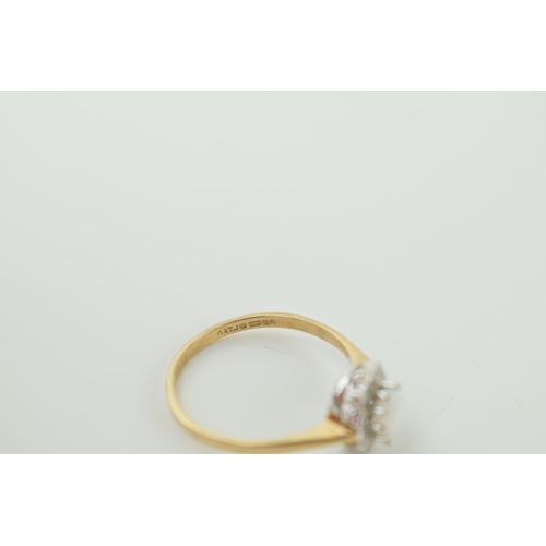 383 - 9ct yellow gold ring set with opal and diamonds. Ring size P. Weight 2g.