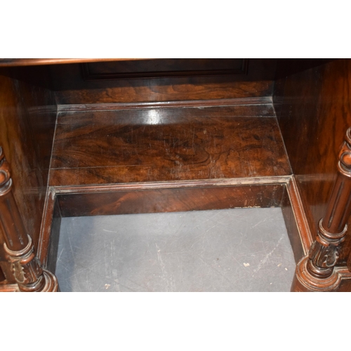 40 - Victorian burr walnut pedestal kneehole desk, breakfront, ornate handles, leather inset top, nine dr... 