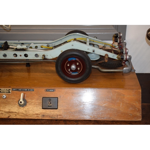 44 - A Holm large scale instructional working model car mounted on a wooden plinth. Manufactured by Holm ... 