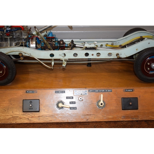 44 - A Holm large scale instructional working model car mounted on a wooden plinth. Manufactured by Holm ... 