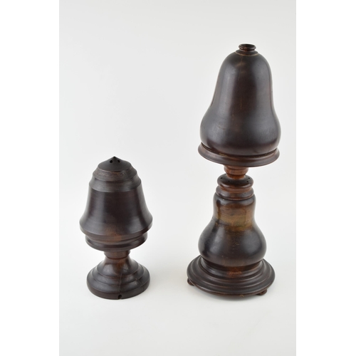 53 - Two Interesting Early c20th Arts and Crafts Wooden Lamp Bases of interesting form with integral wood... 