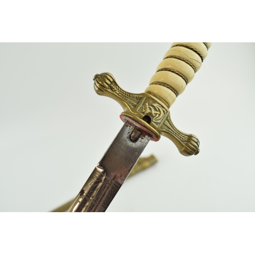 54 - WW2 Era Kriegsmarine Officers Dagger by WKC with brass fittings and etched blade bearing WKC maker m... 