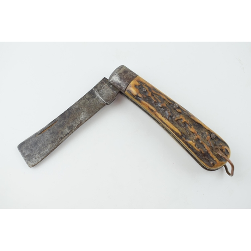 57 - Late c19th Victorian Royal Navy Rigging Knife Sheffield Made with Stag Antler Bone Handles c1890