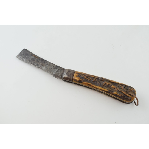 57 - Late c19th Victorian Royal Navy Rigging Knife Sheffield Made with Stag Antler Bone Handles c1890