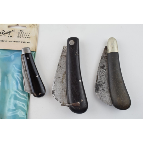 6 - Three Vintage Pruning Pocket Knives to include a Joseph Rodgers & Sons Sheffield Early c20th Bone Ha... 