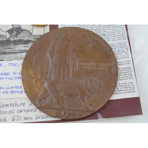 61 - WW1 Death Penny Plaque with Medal Trio including 1914/15 Star to J30841 Charles Ernest Alfred Tuck O... 