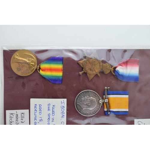 61 - WW1 Death Penny Plaque with Medal Trio including 1914/15 Star to J30841 Charles Ernest Alfred Tuck O... 