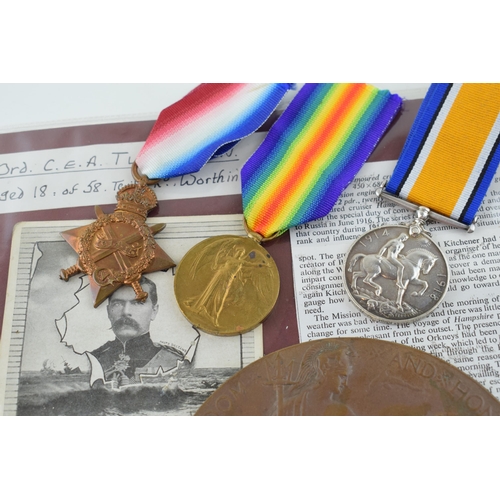 61 - WW1 Death Penny Plaque with Medal Trio including 1914/15 Star to J30841 Charles Ernest Alfred Tuck O... 