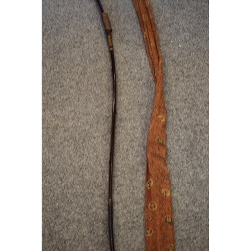 66 - c19th Japanese Samurai Yumi bow for Kyudo art archery constructed of lacquered bamboo embellished wi... 