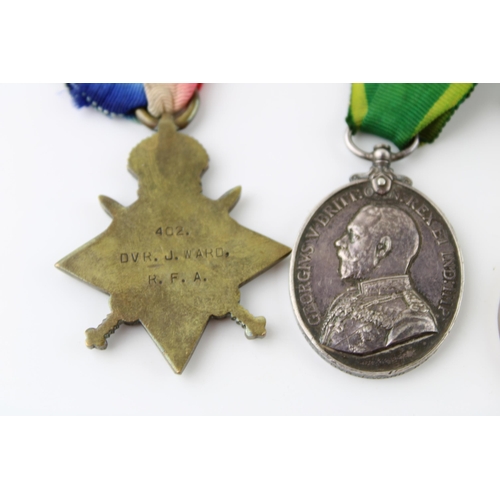 70 - Set of four WWI medals to include the 1914-15 Star, Great War medal, Territoiral Force Efficiency me... 