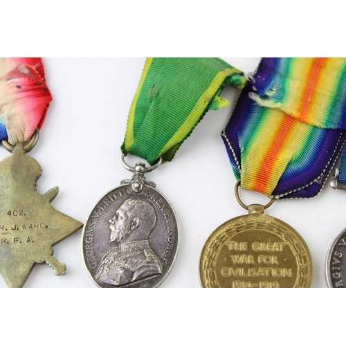 70 - Set of four WWI medals to include the 1914-15 Star, Great War medal, Territoiral Force Efficiency me... 