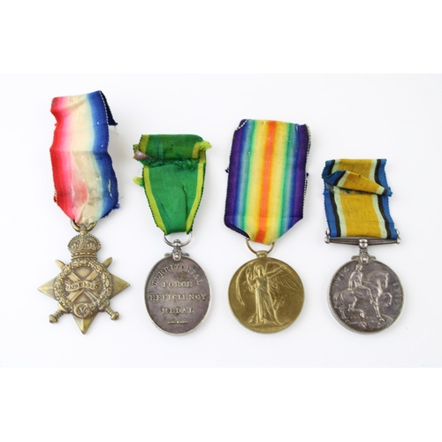 70 - Set of four WWI medals to include the 1914-15 Star, Great War medal, Territoiral Force Efficiency me... 