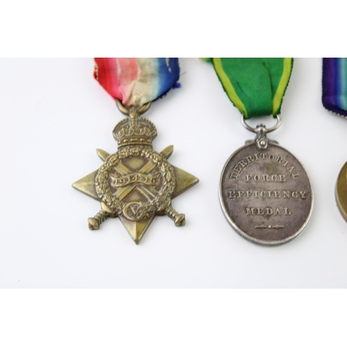 70 - Set of four WWI medals to include the 1914-15 Star, Great War medal, Territoiral Force Efficiency me... 