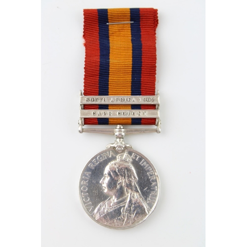 71 - Silver South Africa Medal with two bars. PTED. LAWRANCE YORKSHIRE REGT.