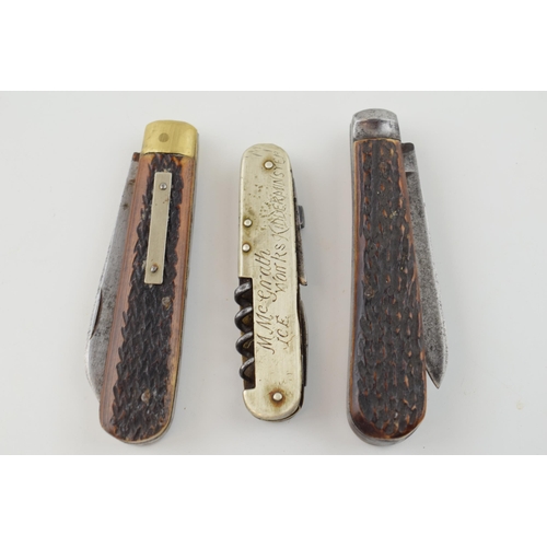 9 - Three Early c20th Sheffield Made Folding Pocket Knives to include R Moseley & Taylors Eye Witness Bo... 