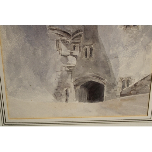 116 - Unattributed, English 'Haddon Hall, Derbyshire' pencil and watercolour, on Whatman paper, 1849. 33cm... 