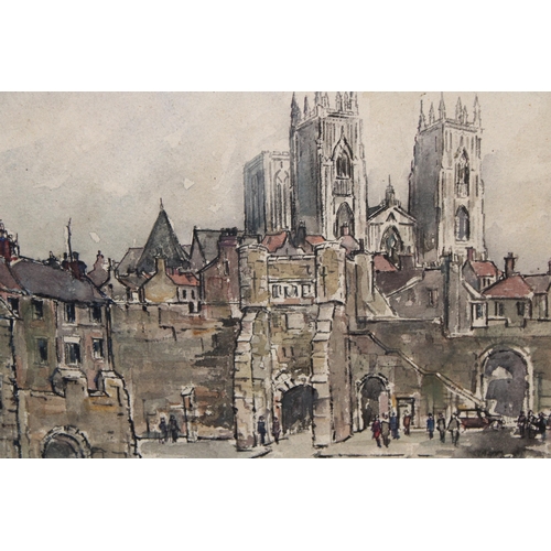 119 - Alston Emery RA (1913 - 1993) Watercolour, Wells Cathedral. Signed lower right Alston. 1974. 24.5cm ... 