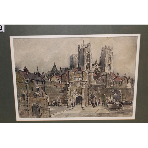 119 - Alston Emery RA (1913 - 1993) Watercolour, Wells Cathedral. Signed lower right Alston. 1974. 24.5cm ... 