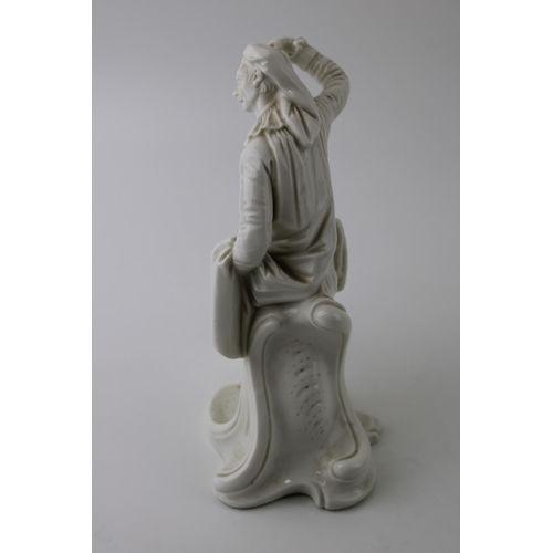 129 - Nymphenburg white glazed ceramic figure of Scaramouche with impressed to the base No 240, 19cm tall.