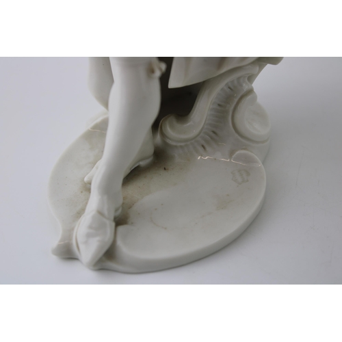 130 - Nymphenburg white glazed ceramic figure of Pantalone with impressed to the base No 57, 18cm tall.