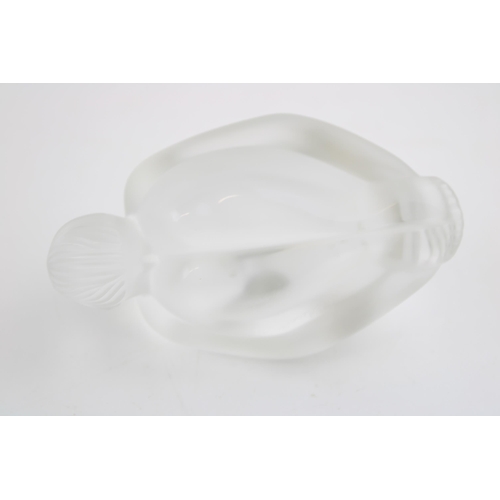 132 - Lalique frosted glass figure of a lady crouched into a ball, signed, 8.5cm long.