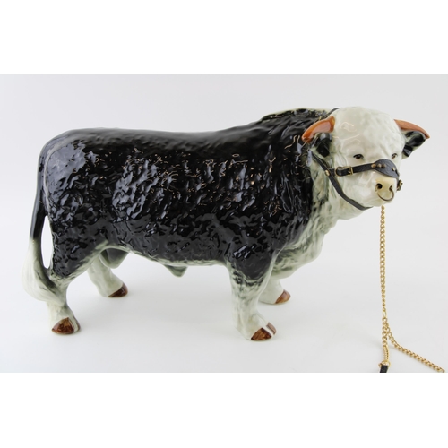 135 - A large mid 20th century butchers shop advertising figure of a Hereford Bull, unusual darker colour,... 