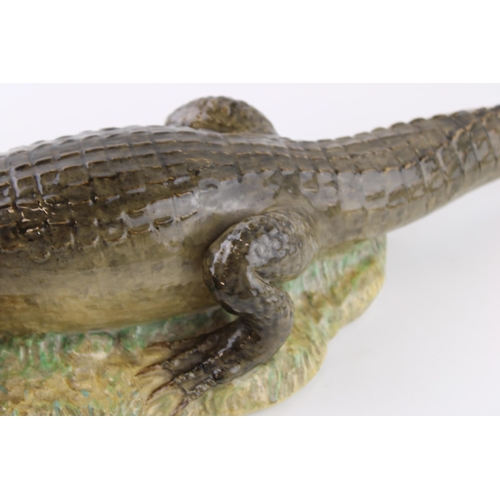 136 - Rare Simpsons of Cobridge, Staffordshire large pottery model of an alligator, hand painted by Frank ... 