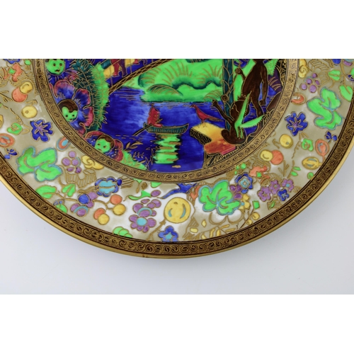 138 - Wedgwood Fairyland Lustre plate, 'Imps on a Bridge - Roc Centre', designed by Daisy Makeig Jones, th... 