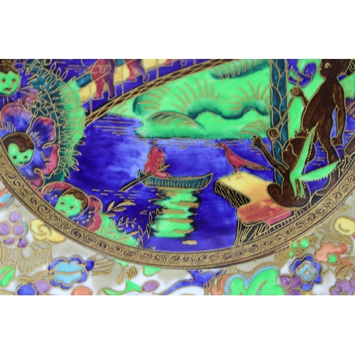 138 - Wedgwood Fairyland Lustre plate, 'Imps on a Bridge - Roc Centre', designed by Daisy Makeig Jones, th... 