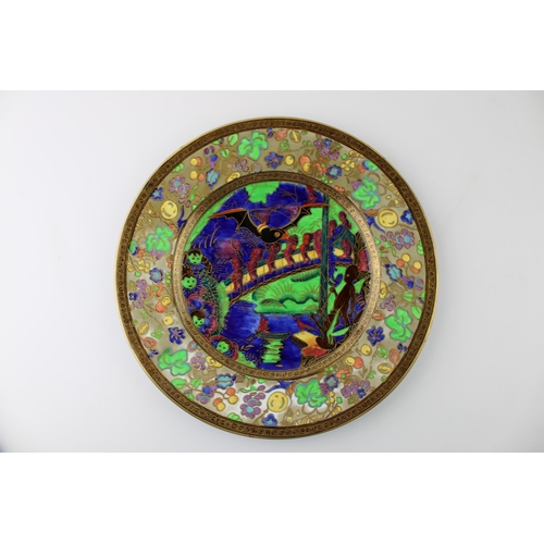 138 - Wedgwood Fairyland Lustre plate, 'Imps on a Bridge - Roc Centre', designed by Daisy Makeig Jones, th... 