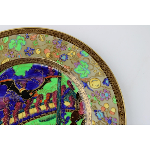 138 - Wedgwood Fairyland Lustre plate, 'Imps on a Bridge - Roc Centre', designed by Daisy Makeig Jones, th... 