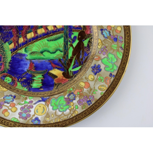 138 - Wedgwood Fairyland Lustre plate, 'Imps on a Bridge - Roc Centre', designed by Daisy Makeig Jones, th... 