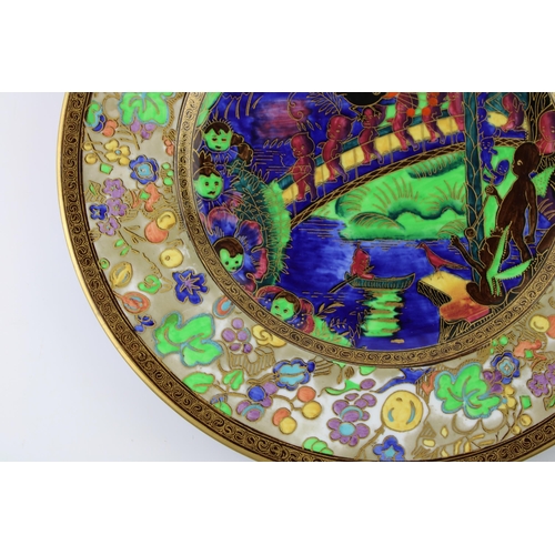 138 - Wedgwood Fairyland Lustre plate, 'Imps on a Bridge - Roc Centre', designed by Daisy Makeig Jones, th... 