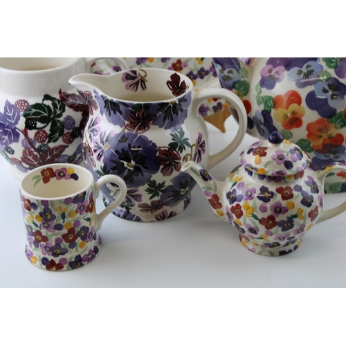 149 - Emma Bridgewater Pottery to include a Purple Pansy gallon teapot, a rare sample 3 pint jug in Blackb... 