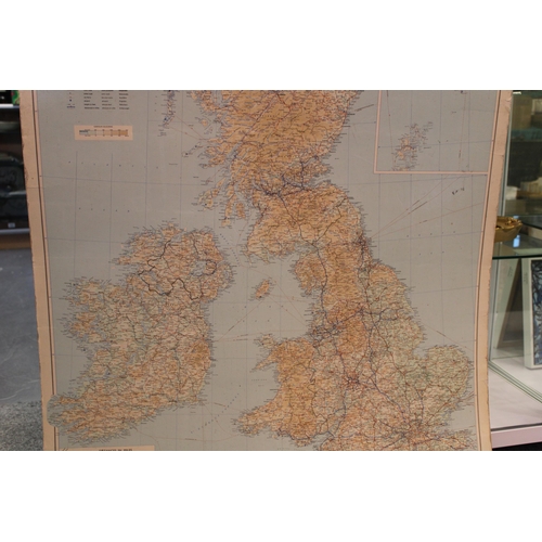 363 - Vintage Bartholomew's British Isles Motoring Map 1:1 000 000 on heavy card, salvaged from a commerci... 