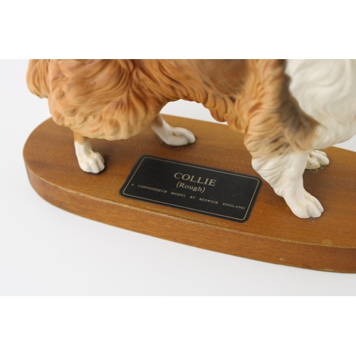 21 - Beswick Connoisseur model of a rough collie on wooden base.