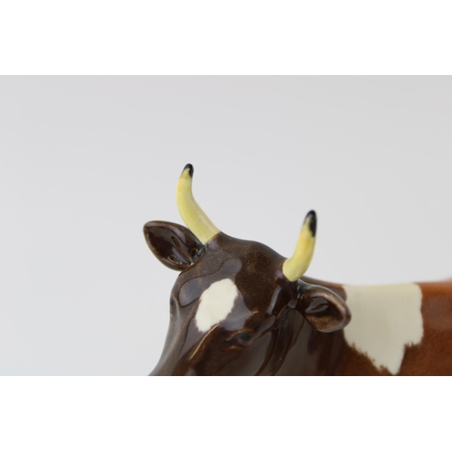 36 - Beswick Ayrshire cow (restored horns) with an Ayrshire cow (chipped ear) (2).