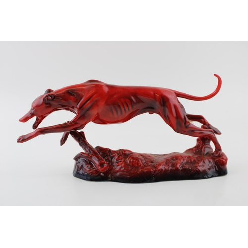 58 - Peggy Davies Ruby Fusion model of a greyhound / whippet running, 27cm long.