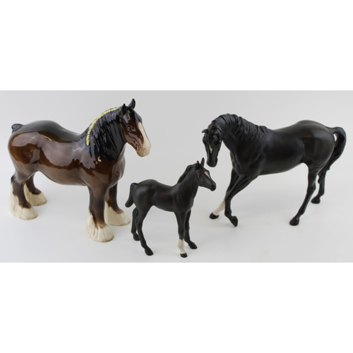 59 - Beswick to include a brown 818 shire, Black Beauty and Foal (3).