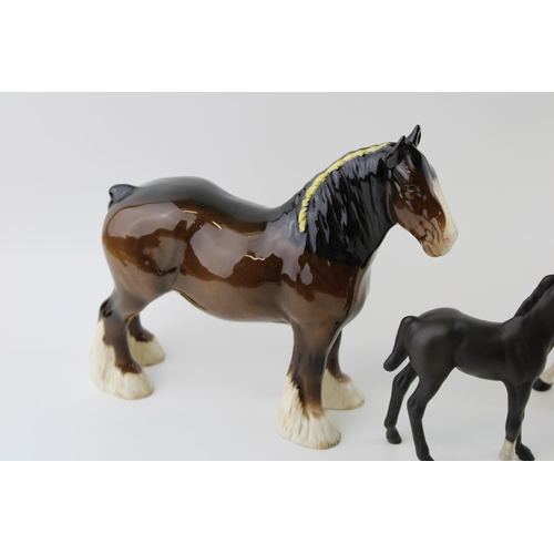 59 - Beswick to include a brown 818 shire, Black Beauty and Foal (3).