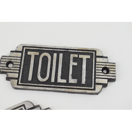 96 - A trio of reproduction cast metal toilet signs, Art Deco style, to include 'Men', 'Ladies' and 'Toil... 