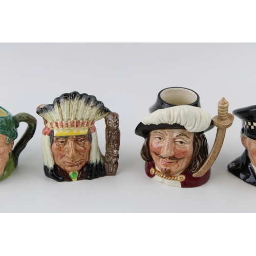 53 - Small Royal Doulton character jugs to include The Policeman, Rip Van Winkle (lighter jug) and others... 