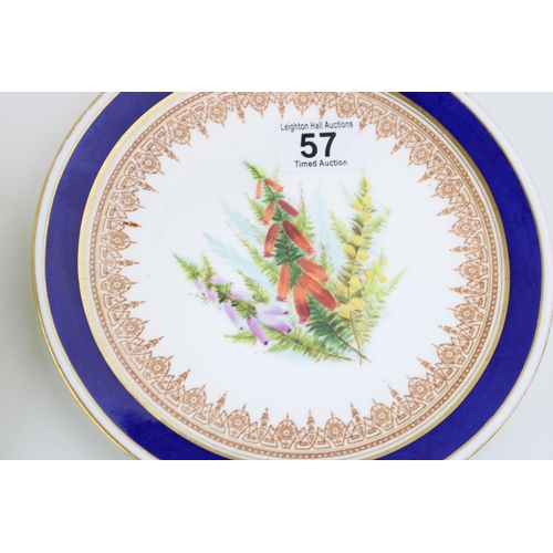 57 - Royal Doulton cabinet plate together with another handprinted example. Diameter 27cm.