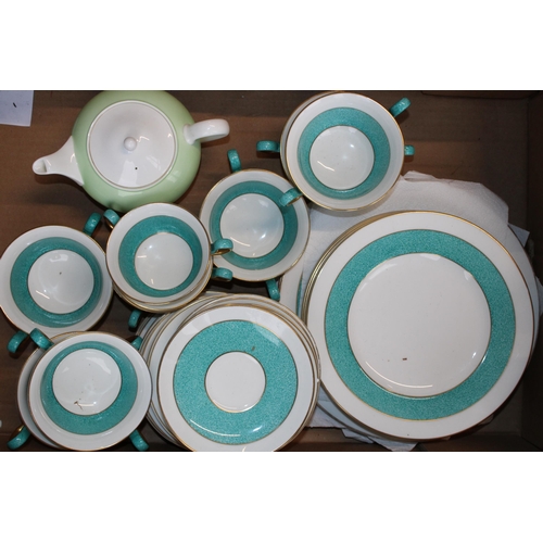 66 - A collection of Wedgwood dinner ware in the Ulander Powder Turquoise pattern. (Qty)