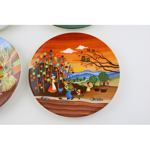 81 - Poole Pottery Four Seasons small plates to include Spring, Summer, Autumn and Winter (4), 15cm diame... 