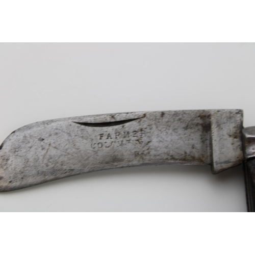 30A - A scarce Farmer Colchester marked Sheffield made bone handle pruner pruning Pocket knife c1900