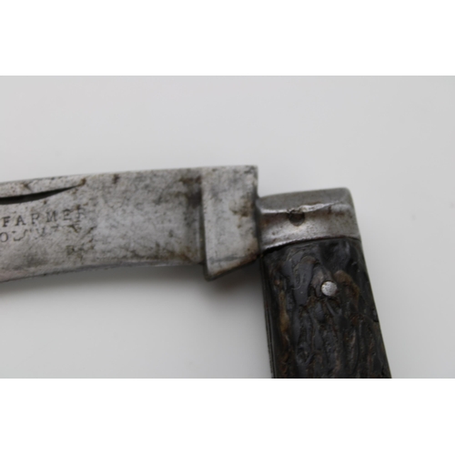 30A - A scarce Farmer Colchester marked Sheffield made bone handle pruner pruning Pocket knife c1900